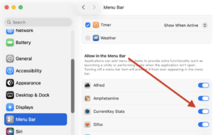 Menubar setting screenshot